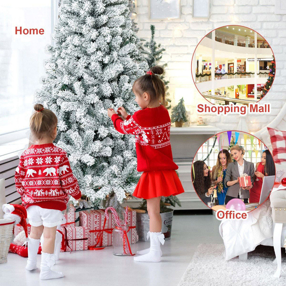 Costway Snow Flocked Artificial Christmas Tree 6ft Image 5