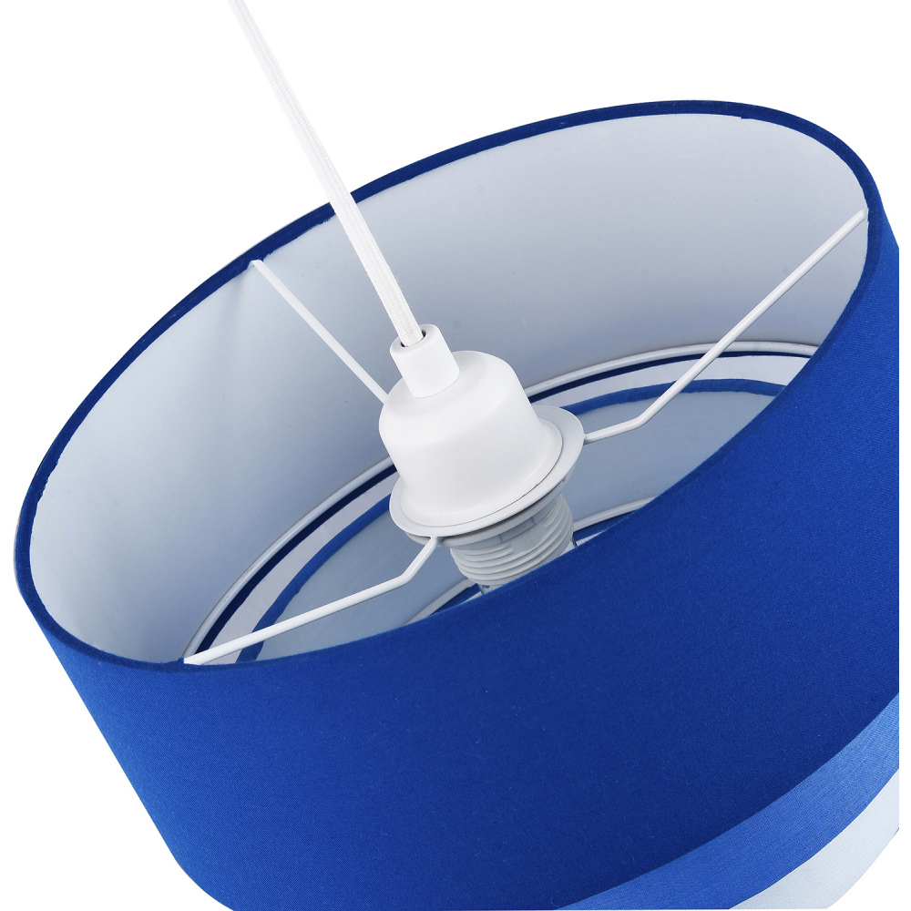 Happy Homewares 3 Tier Round Midnight Blue Cotton Fabric Pendant Shade Image 4