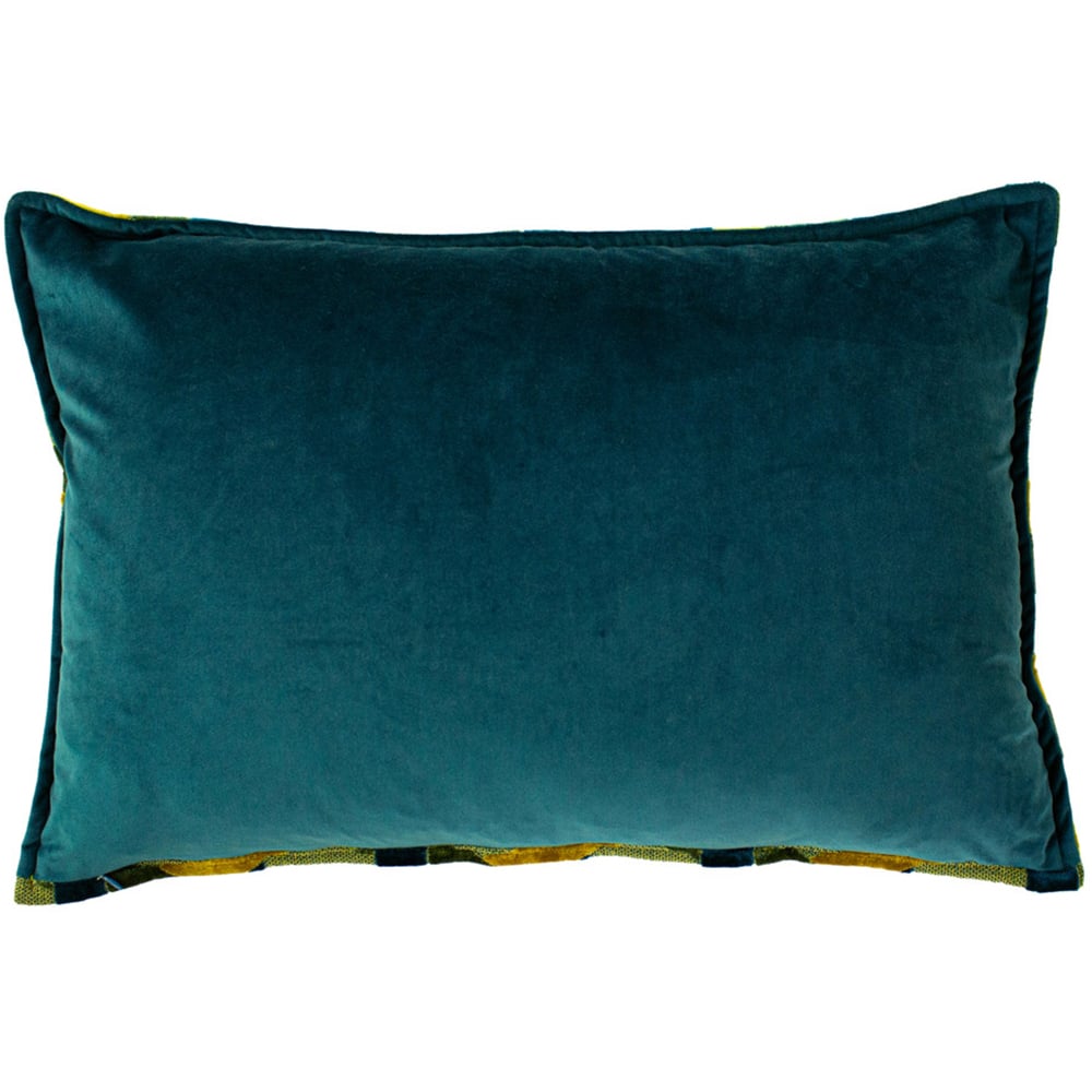 Paoletti Delano Teal and Gold Velvet Jacquard Cushion Image 3