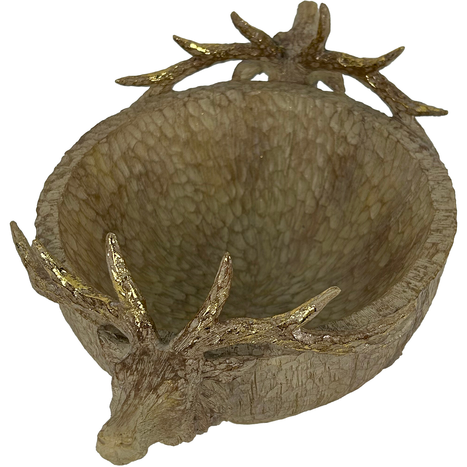 Wood Effect Decorative Stag BowlNeutral Image 4