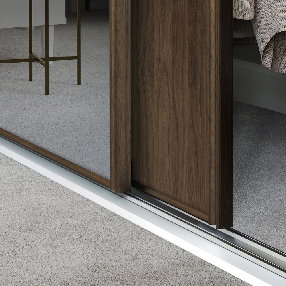 Spacepro Classic 3 Door Walnut Frame Sliding Wardrobe Kit with 2 Panel and Single Mirror 1760mm Image 4