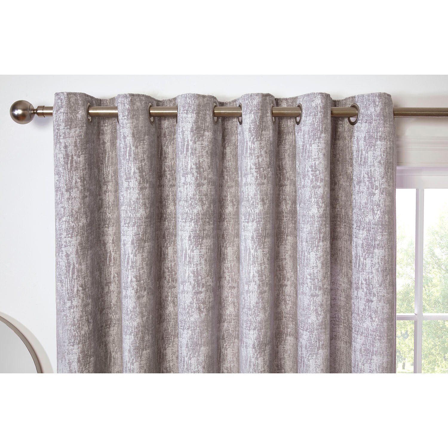 Amara Chenille Eyelet Curtain - Silver / 168cm / 228cm Image 3