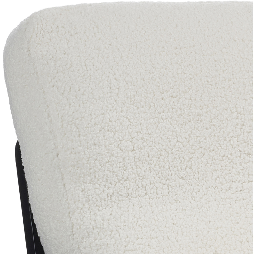 Living and Home White Teddy Near Fur Cushion Mid Century Rattan Armchair Image 5