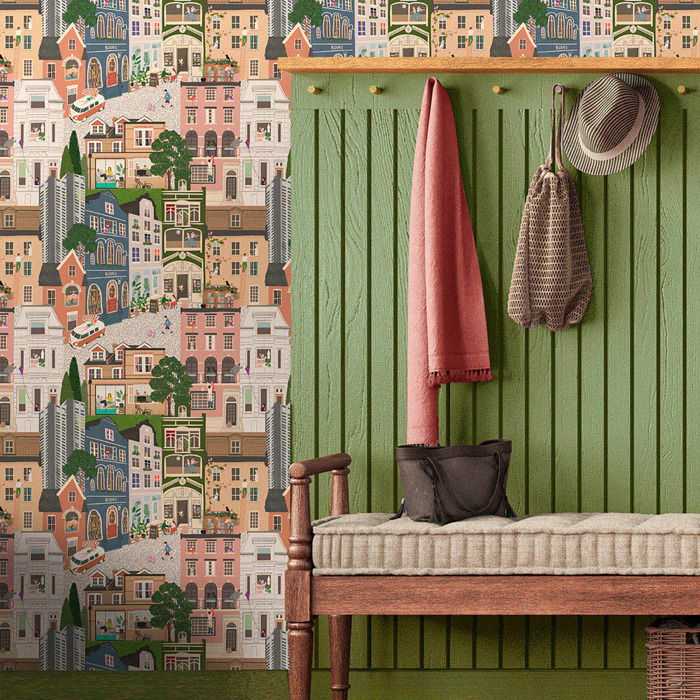 Belmont House Multicolour Nosey Neighbours Wallpaper Image 2