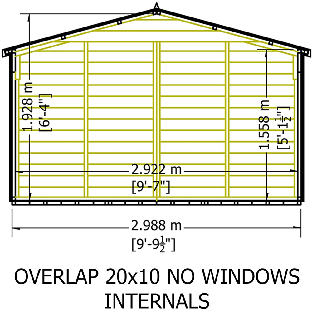 Shire 10 x 20ft Double Door Overlap Apex Wooden Shed Image 8