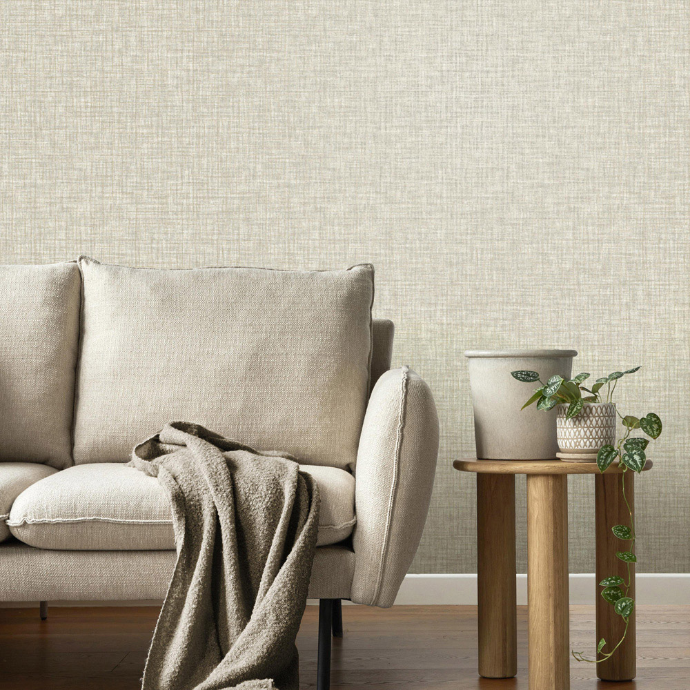 Crown Lynford Texture Fabric Effect Natural Wallpaper Image 3