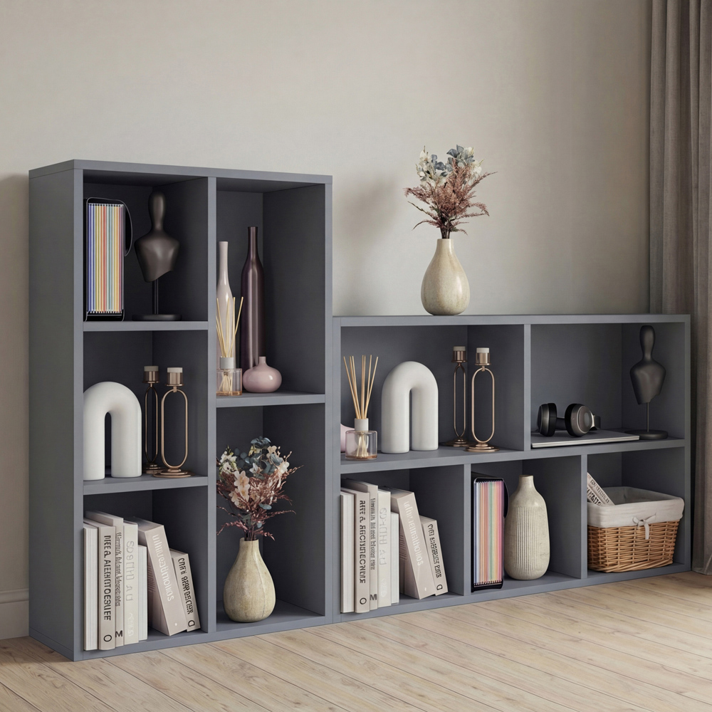 VIDA DESIGNS 5 Shelf Grey Cube Storage Unit Image 4