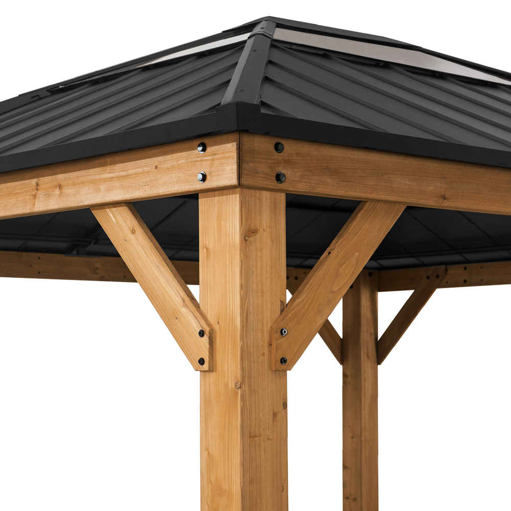 Sunjoy Bruri 3.93 x 3.35m Anthracite Cedar Wood Gazebo Image 4