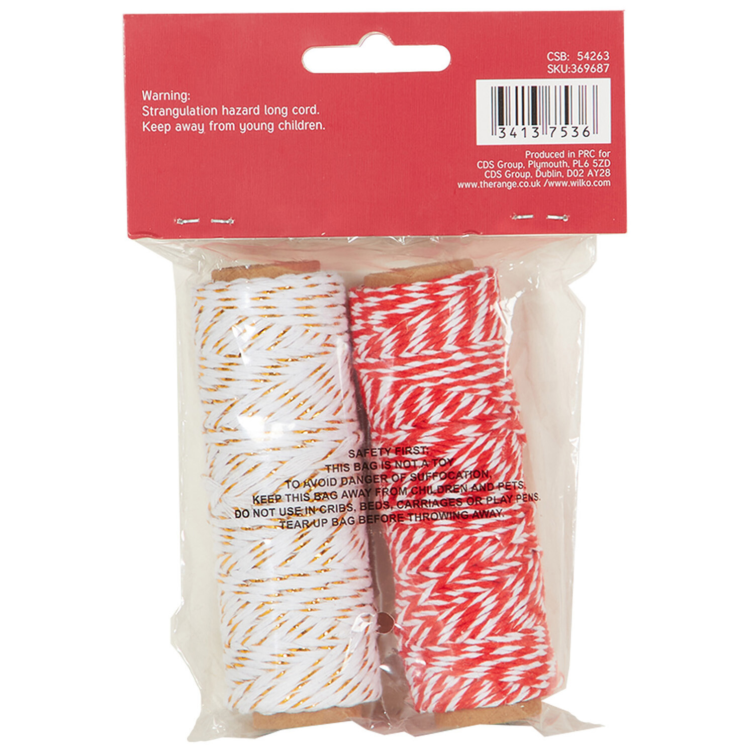 Pack of 2 Festive Two Tone Twine - Red & White Image 2