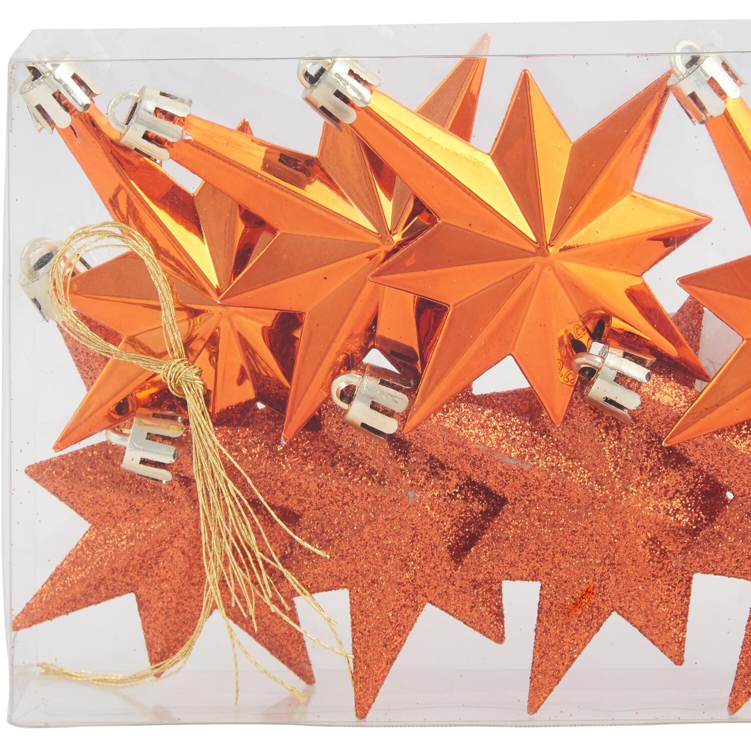 Pack of 8 Amber Charm Star Baubles - Orange Image 2