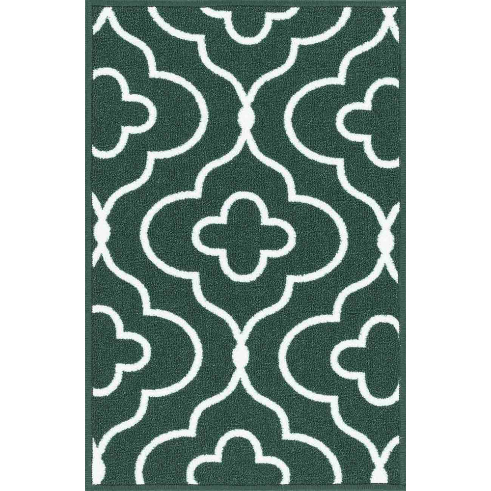 Desire Rugs Havana Emerald Quatrefoil Anti Slip Door Mat 60 x 40cm Image 1
