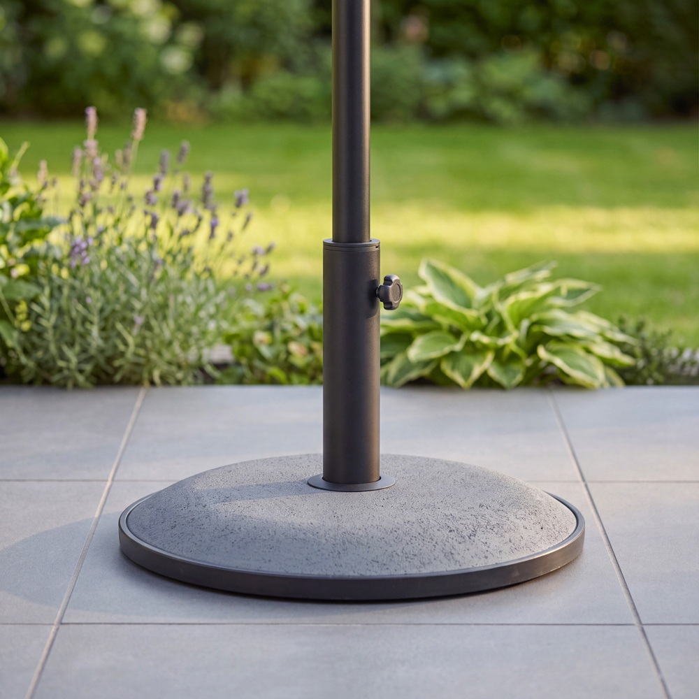 Charles Bentley Grey Round Concrete Parasol Base 15kg Image 2