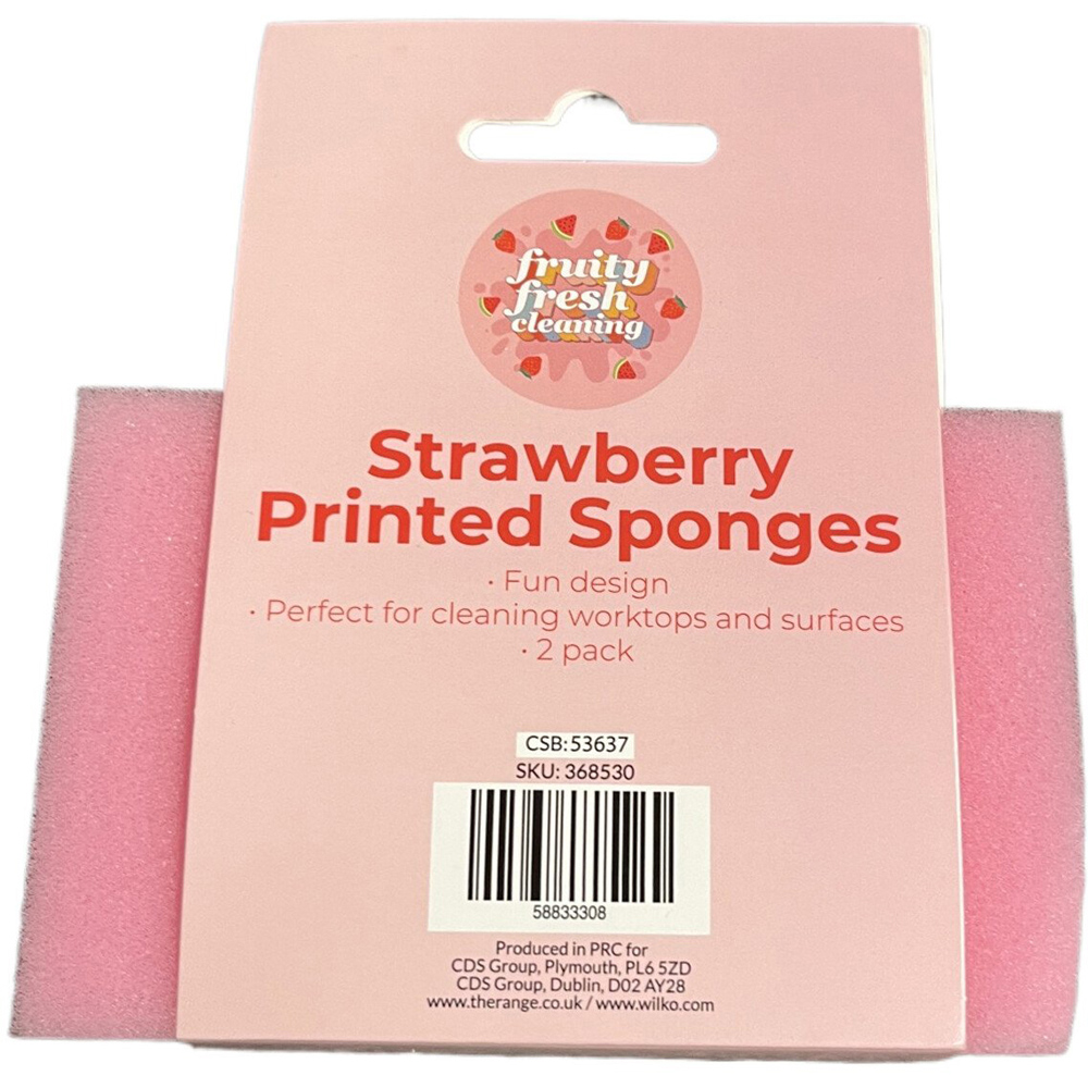 Pack of 2 Strawberry Printed Sponges - Pink Image 4