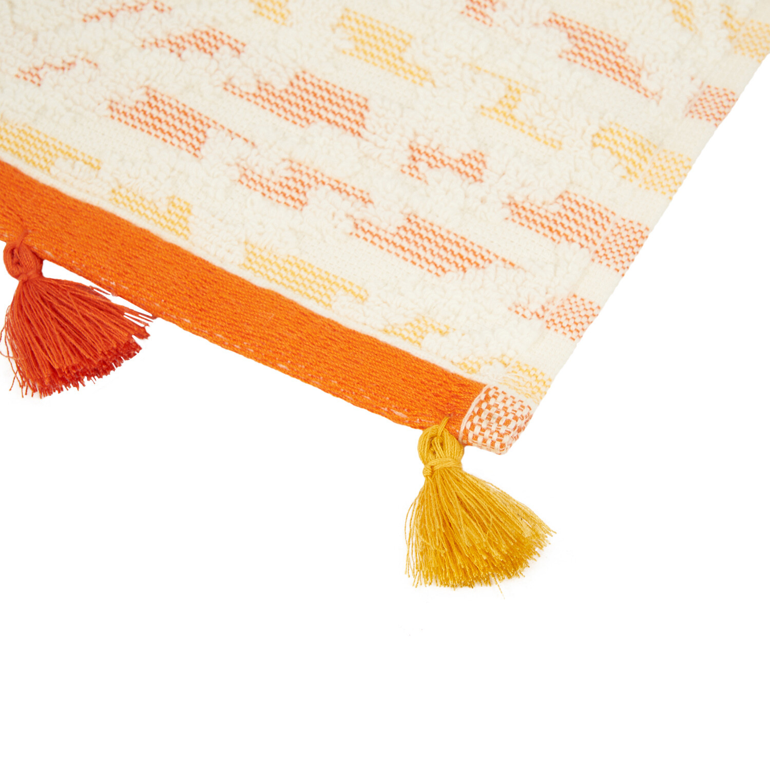 Boho Tassel Hand Towel - White and Orange Image 4