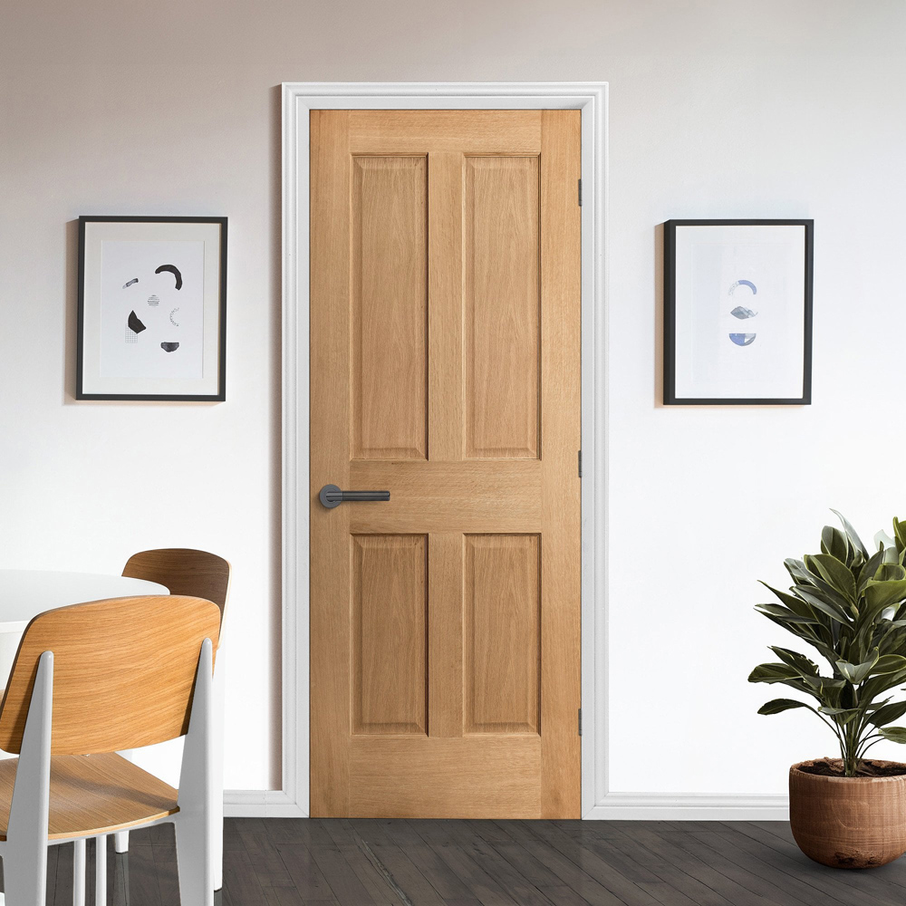 Victorian Traditional Oak Veneer 4 Panel Internal Door 2040 x 826 x 40mm Image 2