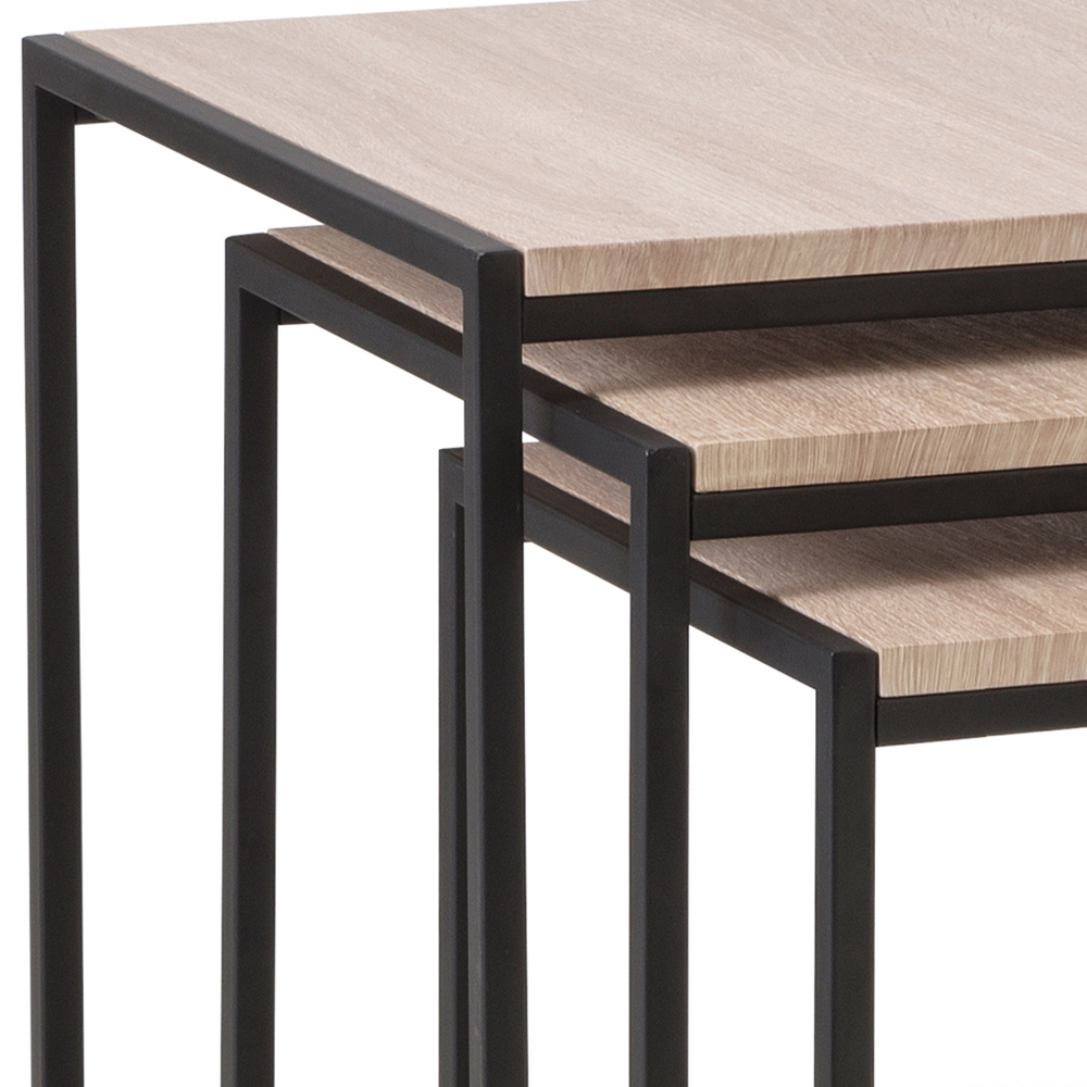 Julian Bowen Tribeca Sonoma Oak Nest of Tables Set of 3 Image 4