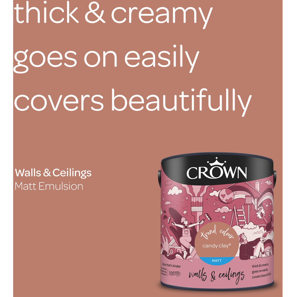 Crown Walls and Ceilings Candy Clay Matt Emulsion Paint 2.5L Image 5