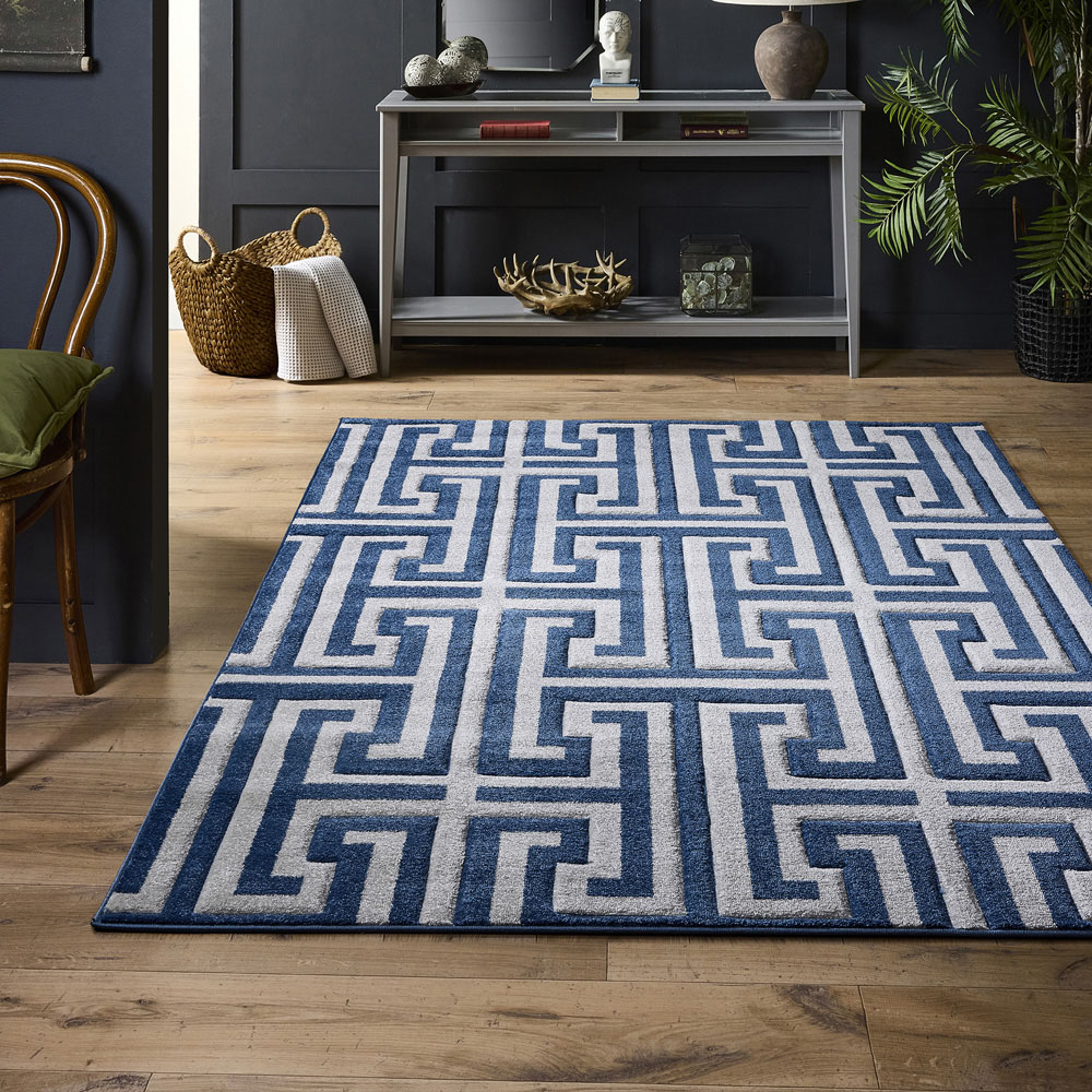 Origins Greek Key Blue Rug 120 x 170cm Image 2
