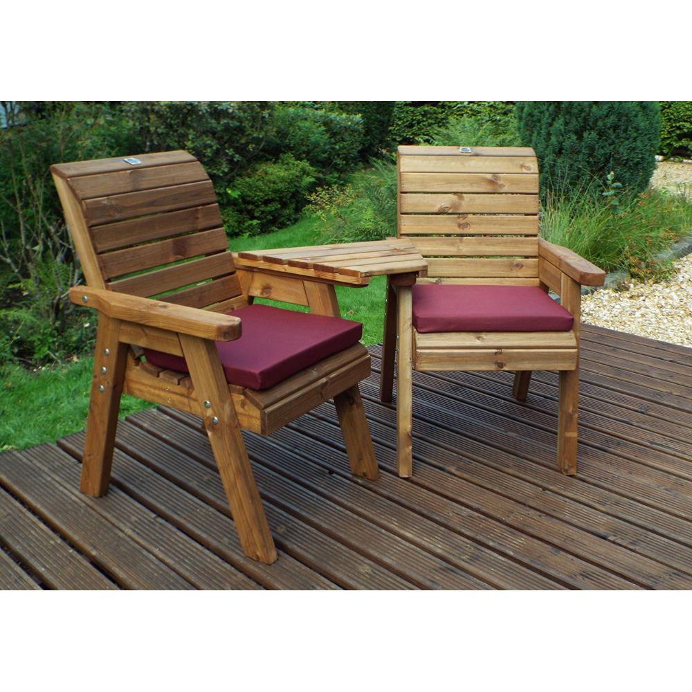 Charles Taylor 2 Seater Angled Companion Seat with Red Cushions Image 4