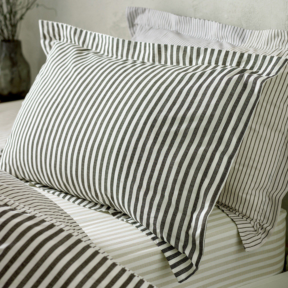 Yard Hebden Single Melange Stripe Cotton Black Duvet Set Image 2