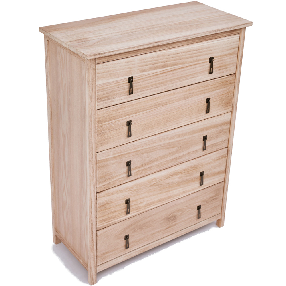 Portofino 5 Drawer Light Wood Chest of Drawers Image 4