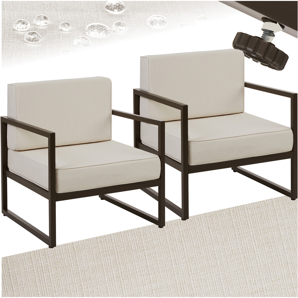 tectake Comosa Set of 2 Brown and Beige Garden Chair Image 2