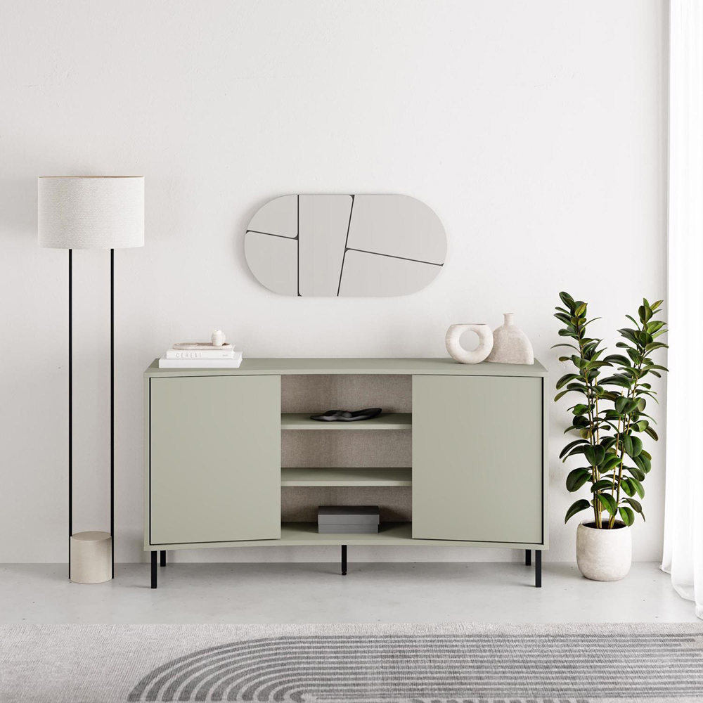 FWStyle Frem 2 Door Ash Green Curved Sideboard Image 3