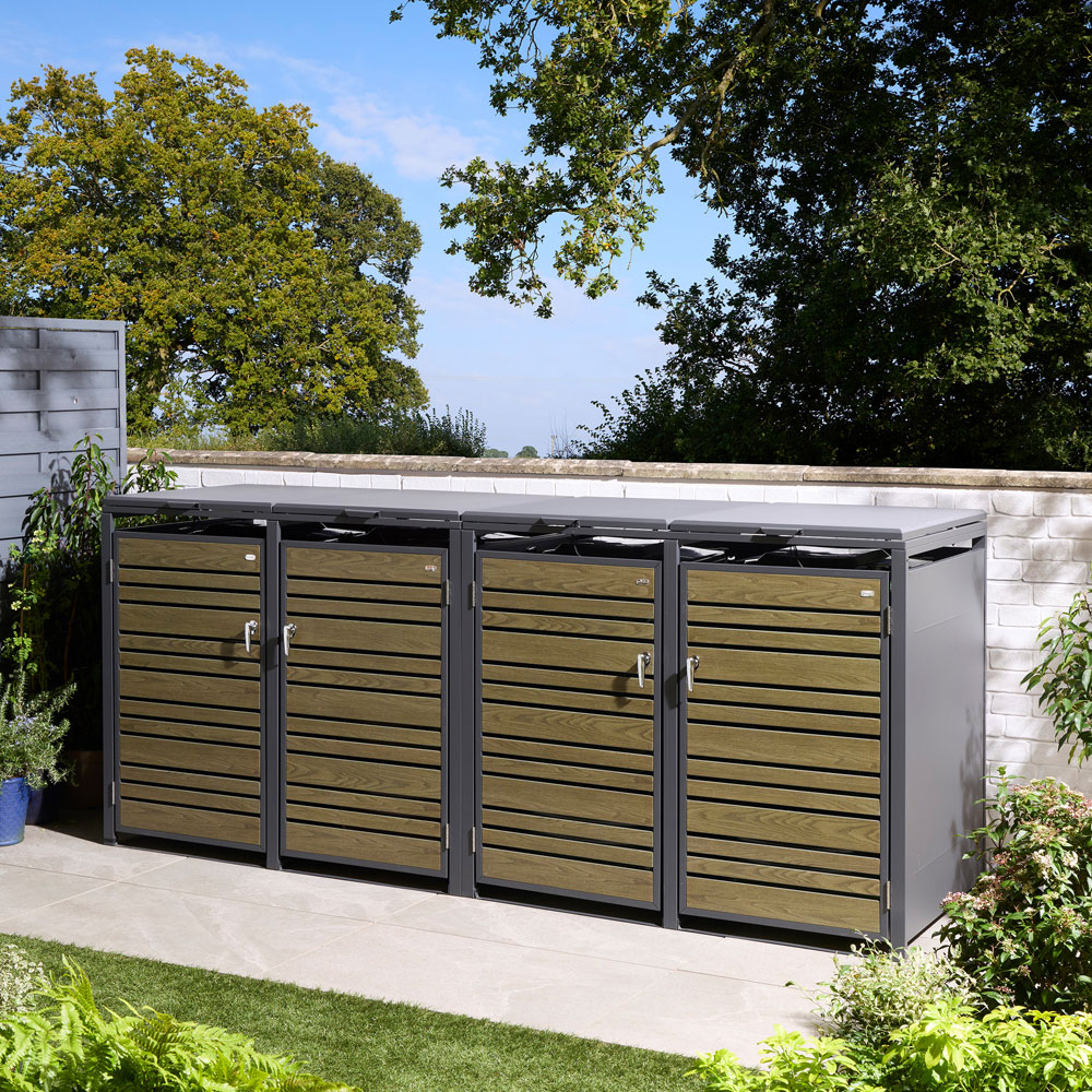 Rowlinson Chelsea Oak 4 Wheelie Bin Store Image 3