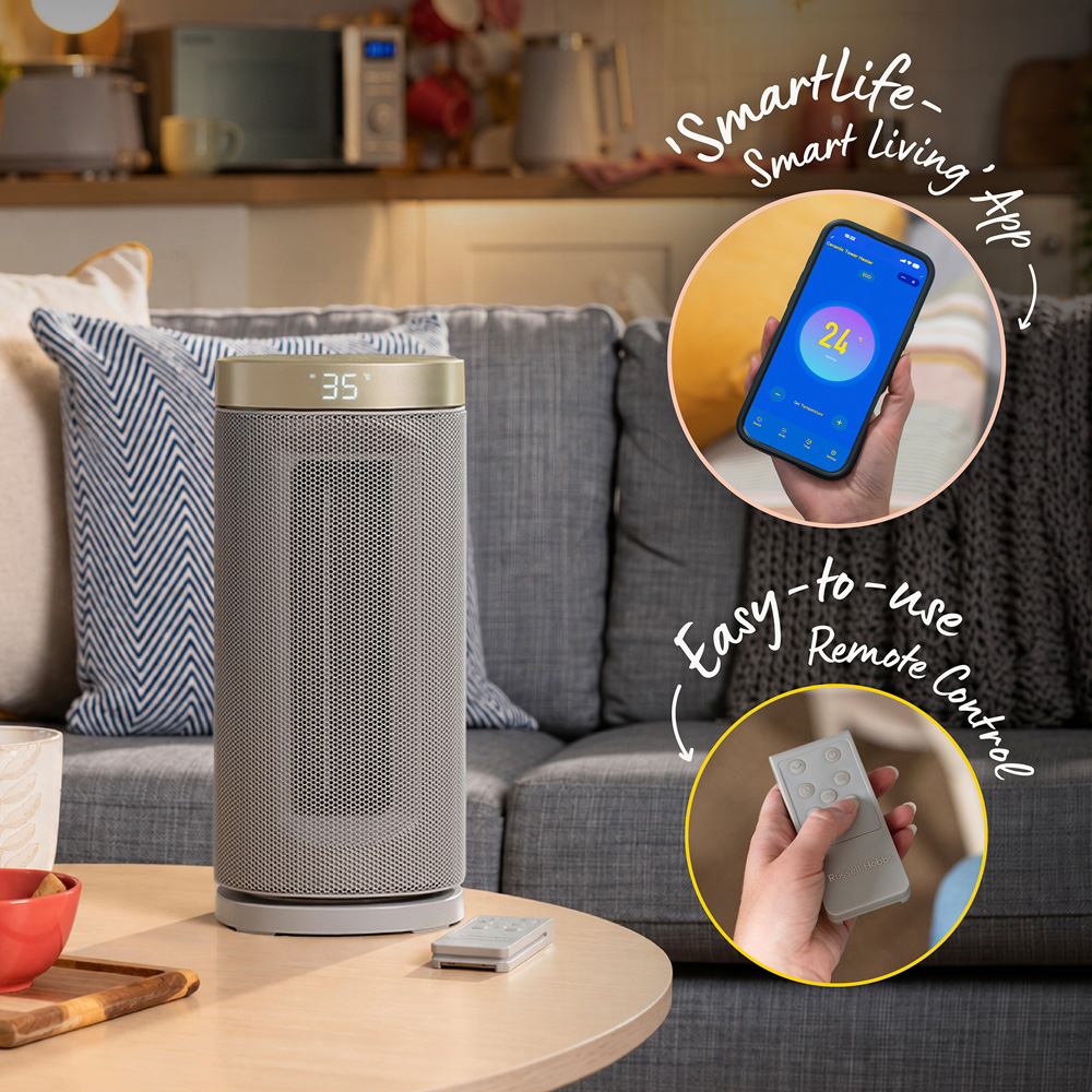 Russell Hobbs RHCTH2001ST-SMT Stone and Gold Round Smart Wi-Fi Enabled Ceramic Heater 2000W Image 5