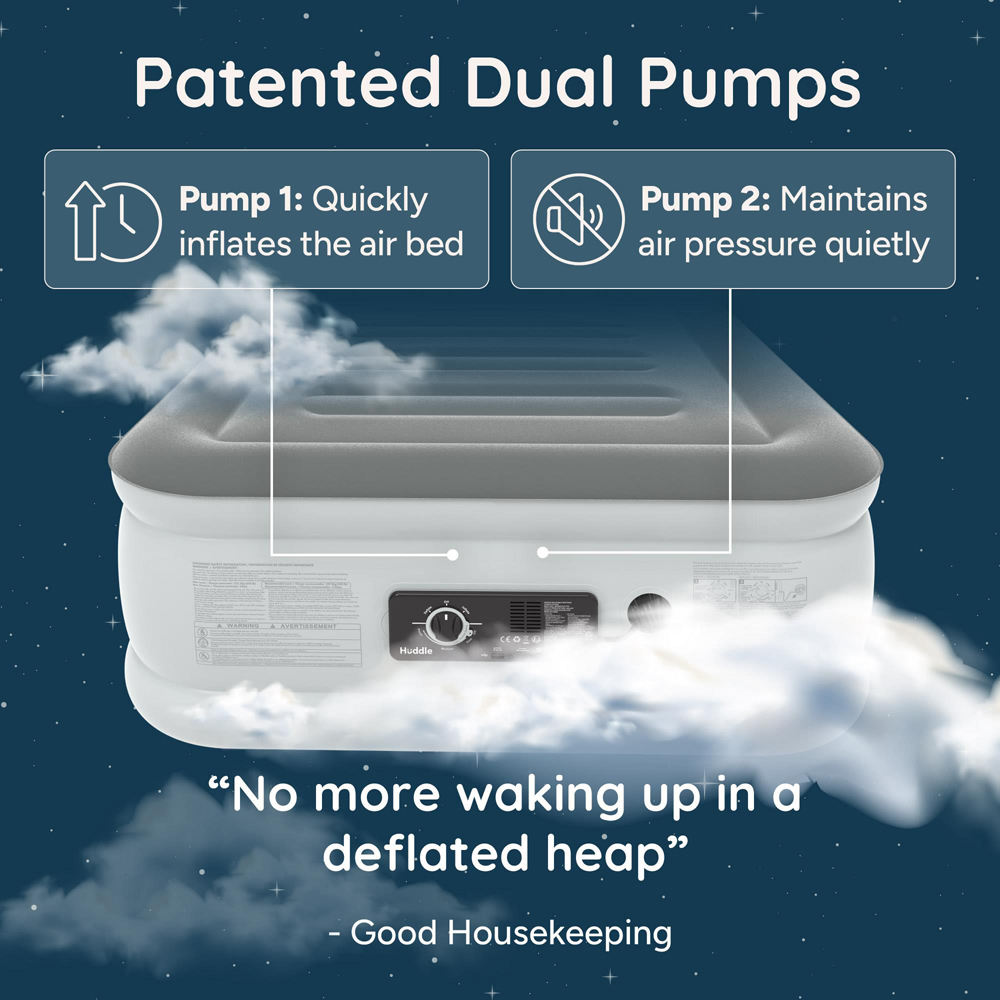 Huddle Single Never Deflate Airbed with Dual-Action Pump Carry Bag and USB Plug Image 3