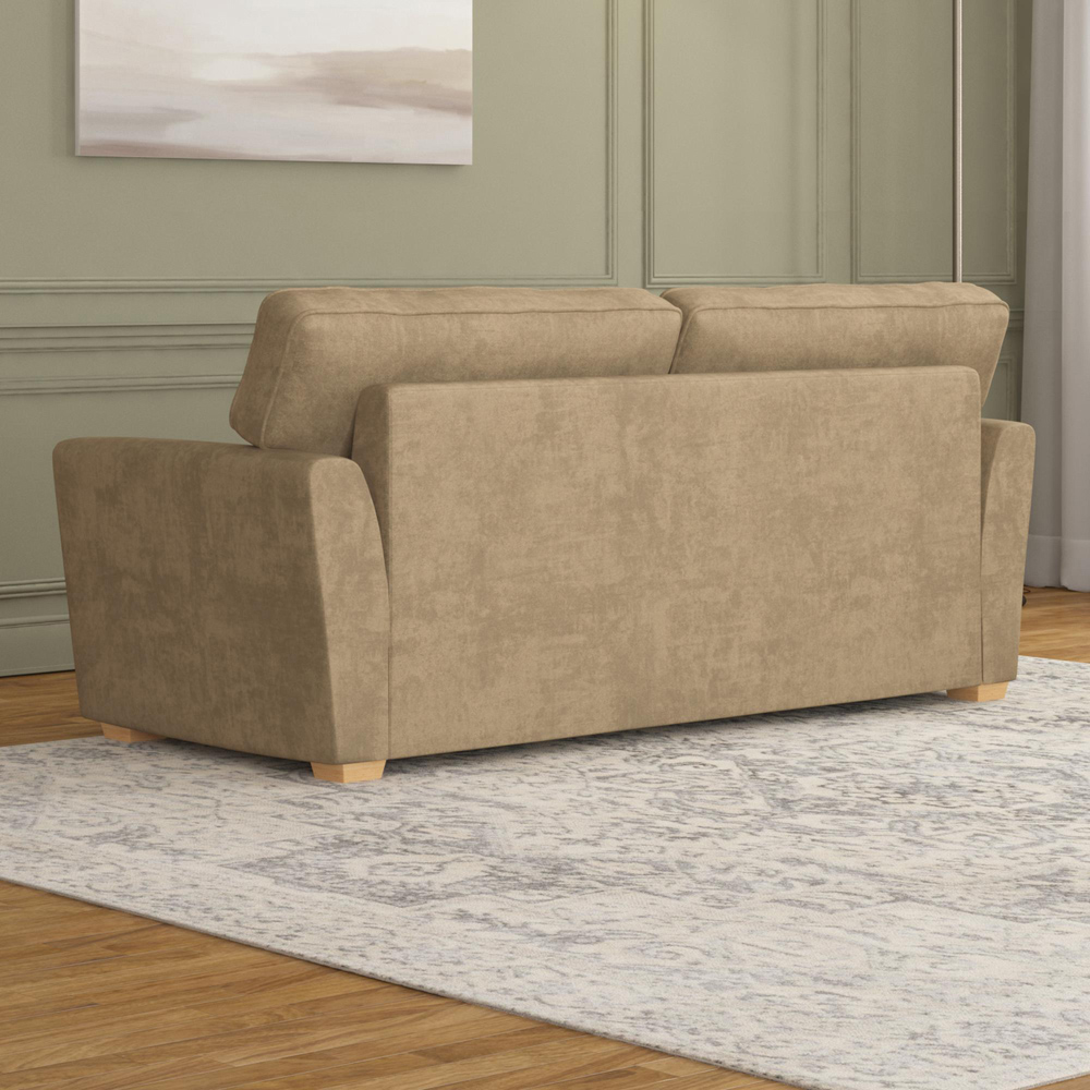 Wendleberry 3 Seater Mink Plush Velvet Fixed Back Sofa Image 6