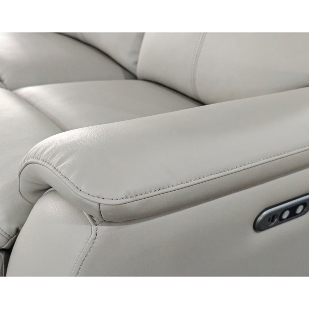 Aspire Kingsmere 3 Seater Light Grey Leather Power Recliner Sofa Image 6