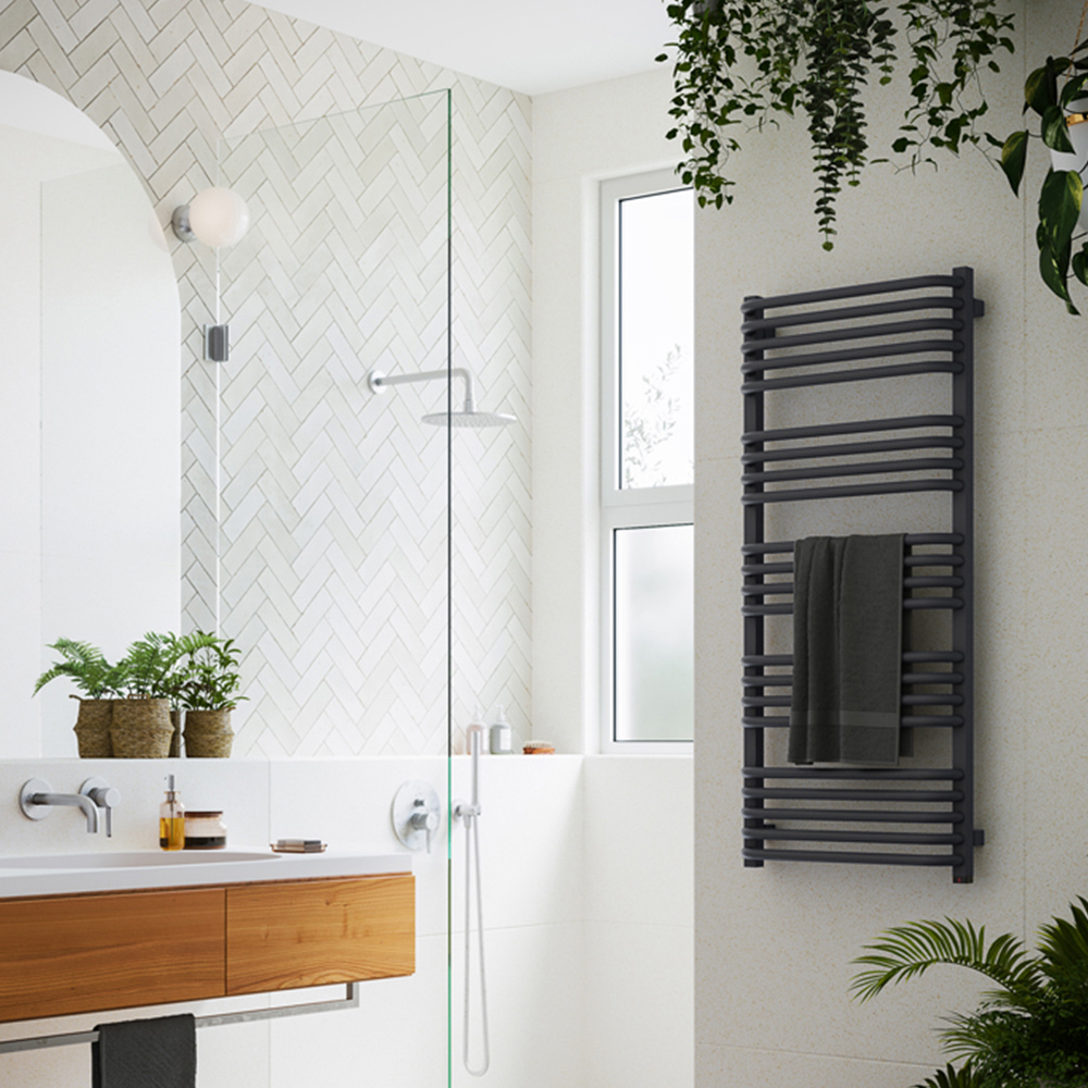 Terma Alex One 2046BTU Modern Grey Electric Towel Rail 1140 x 500mm Image 2