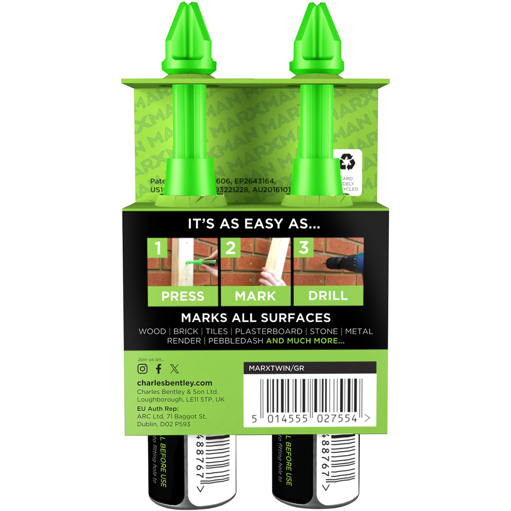 Charles Bentley Marxman Non Permanent DIY Marking Tool Chalk Pen Image 2