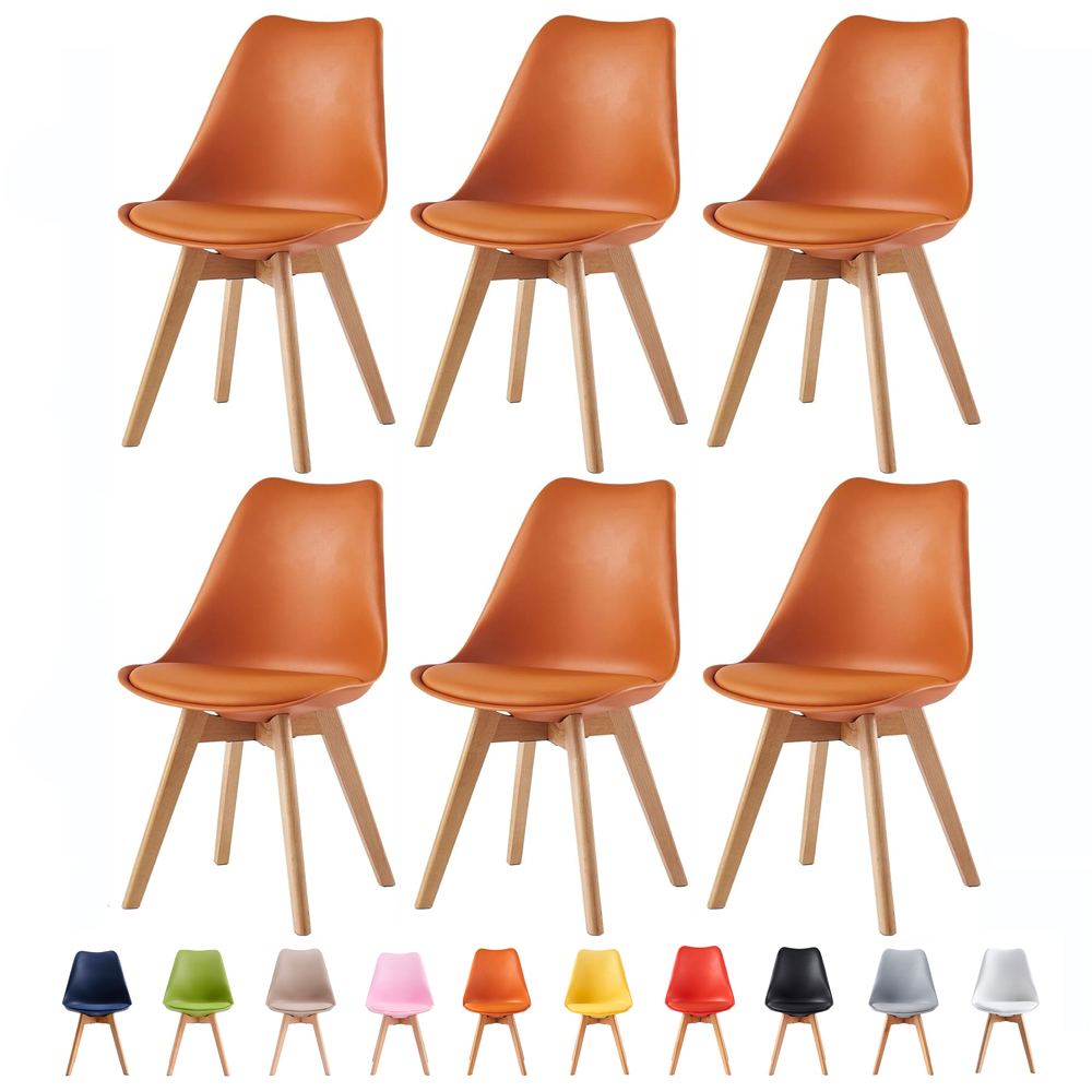 Eva Set of 6 Orange Padded Dining Chairs Image 7
