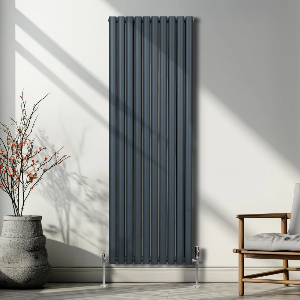 Monster Shop 8026BTU Anthracite Grey Oval Column Radiator and Valves 1800 x 600mm Image 5