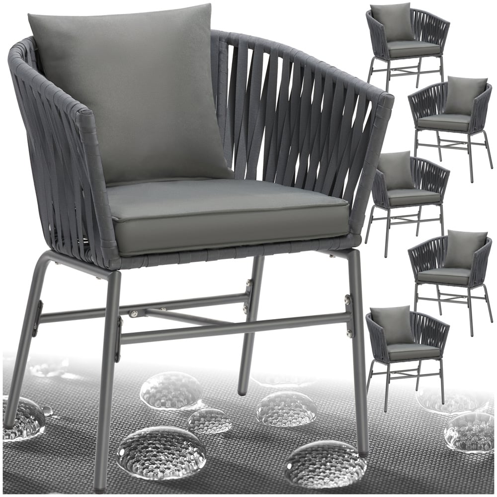 tectake Valeiras Set of 6 Woven Rope Design Accent Chair Image 2