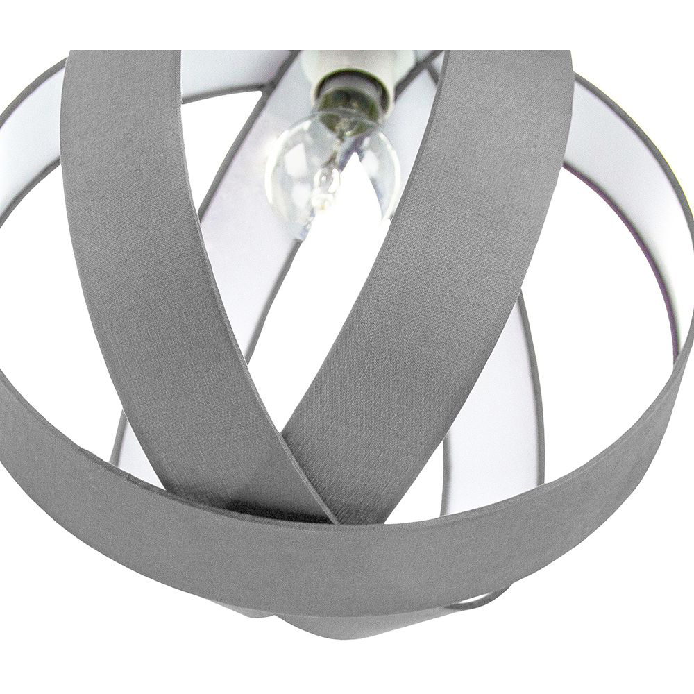 Happy Homewares Grey Faux Silk Fabric Globe Ceiling Pendant Light Shade Image 3