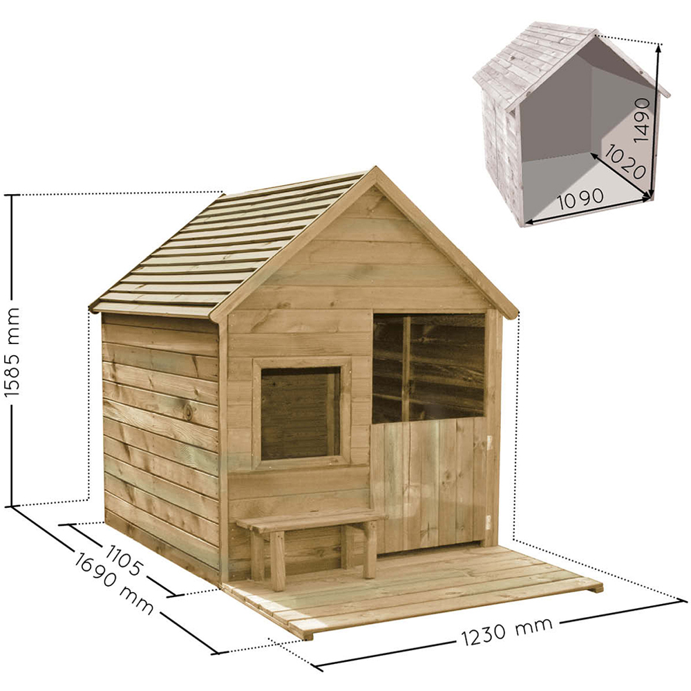 Soulet Heidi 4 x 5.5ft Kids Wooden Playhouse with Patio Image 7