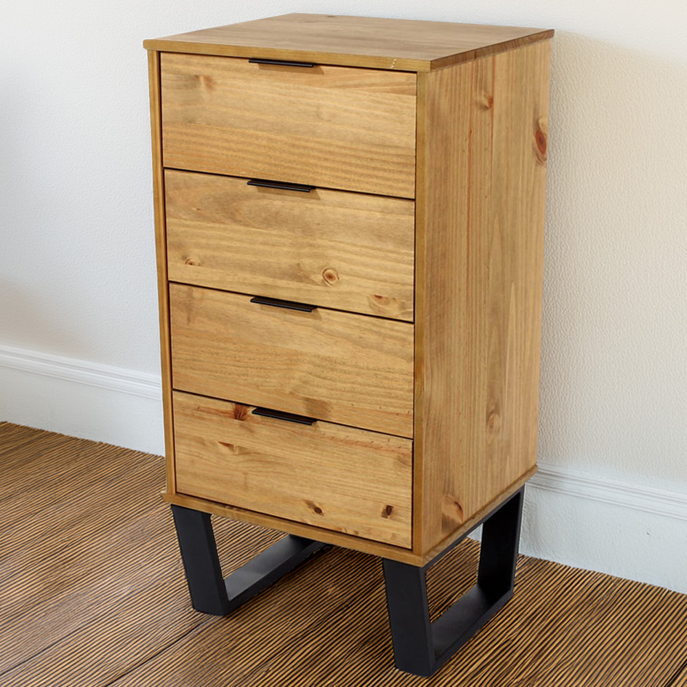 Core Products Texas 4 Drawer Antique Wax Pine Narrow Chest of Drawers Image 1