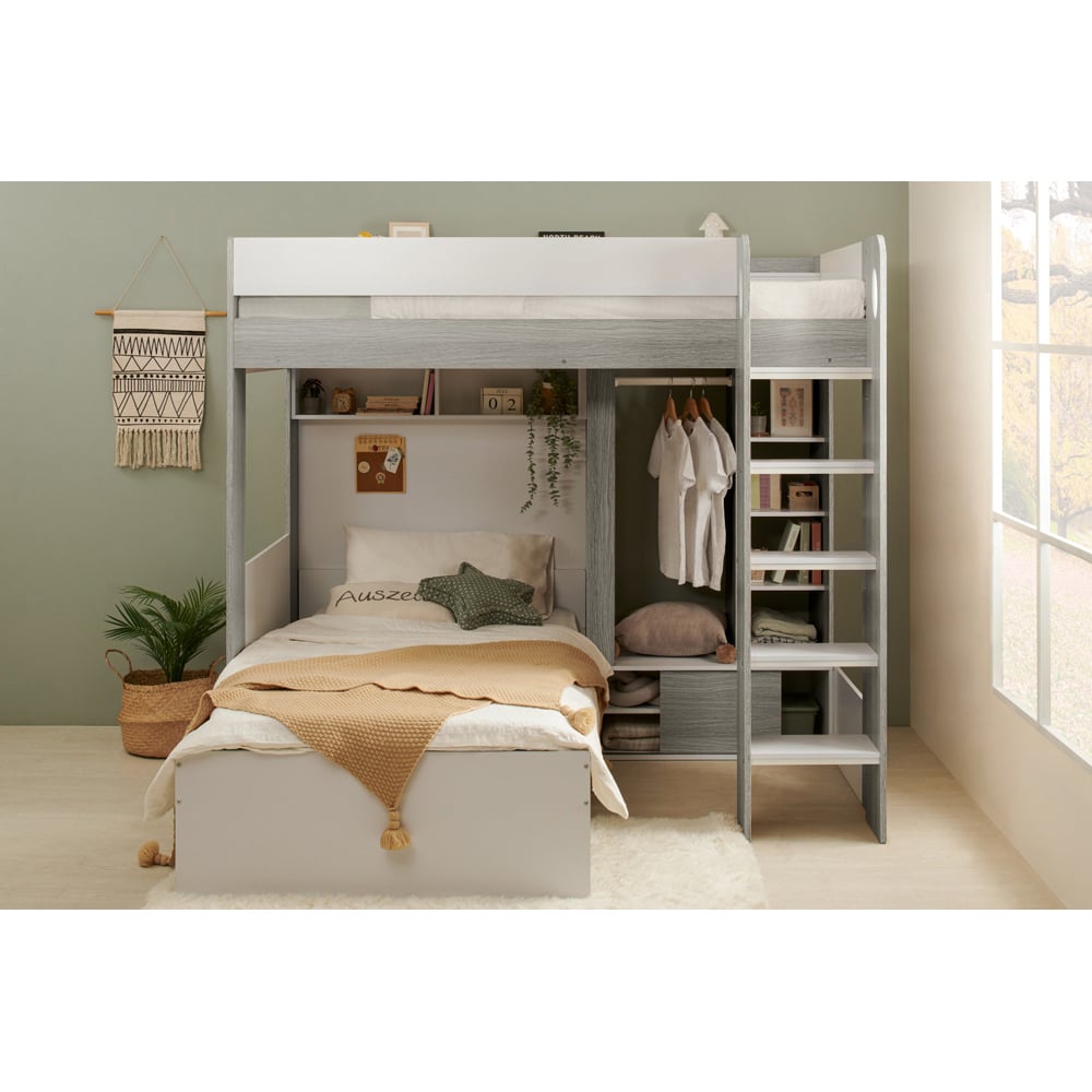 Flair Hampton White and Grey L Shape Bunk Bed Image 4
