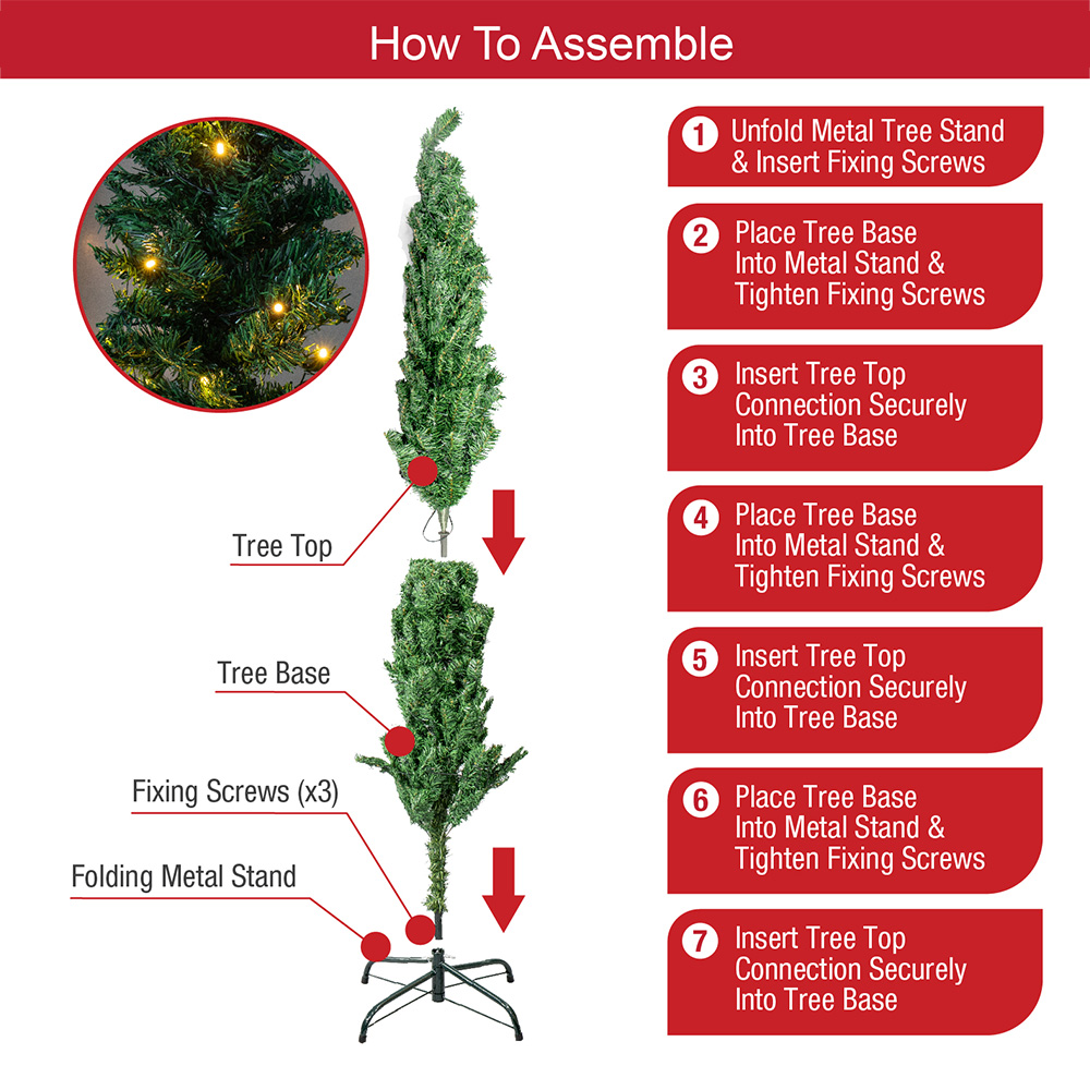 The Christmas Workshop Green Pre-Lit Slim Line Christmas Tree 6ft Image 4