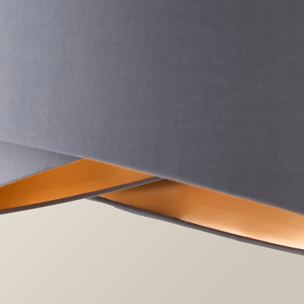 ValueLights Trekan 2 Layer Grey with Metallic Copper Inner Pendant Lamp Shade 40cm Image 3