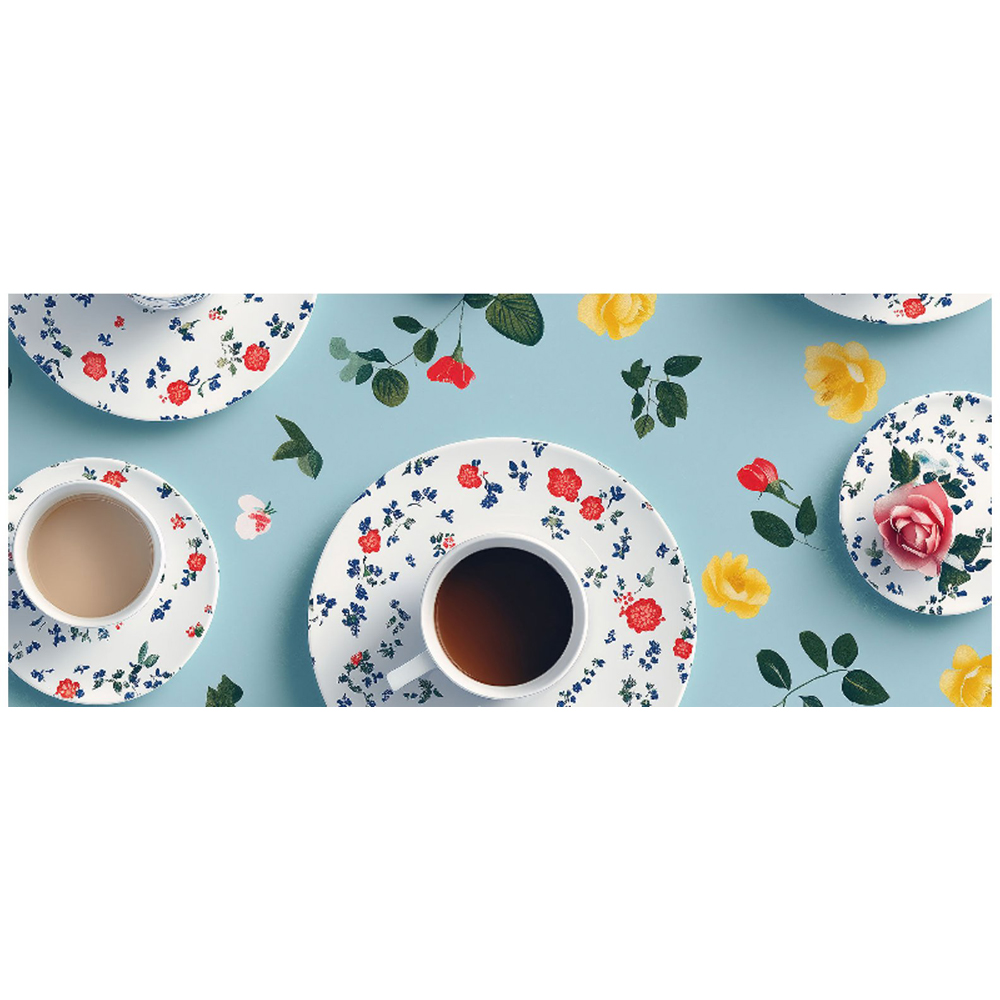 Warren Reed Designer Tea Cups and Roses Glass Bathroom Splashback 25 x 60cm Image 2