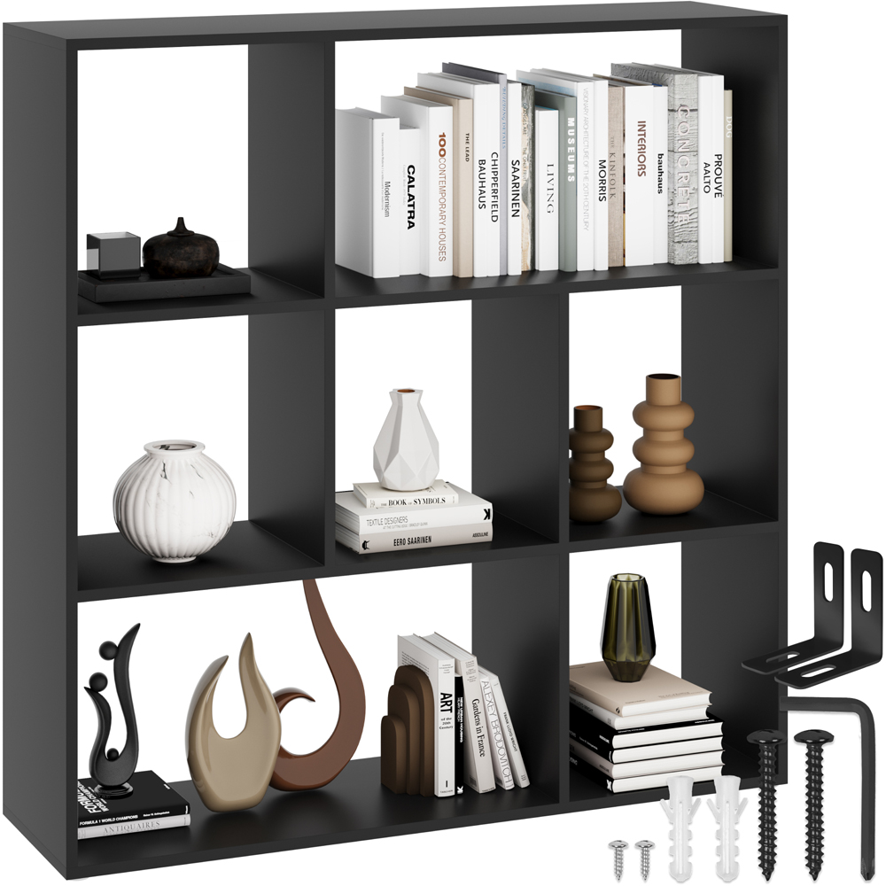 tectake Tartu 7 Shelf Black Bookshelf Image 2