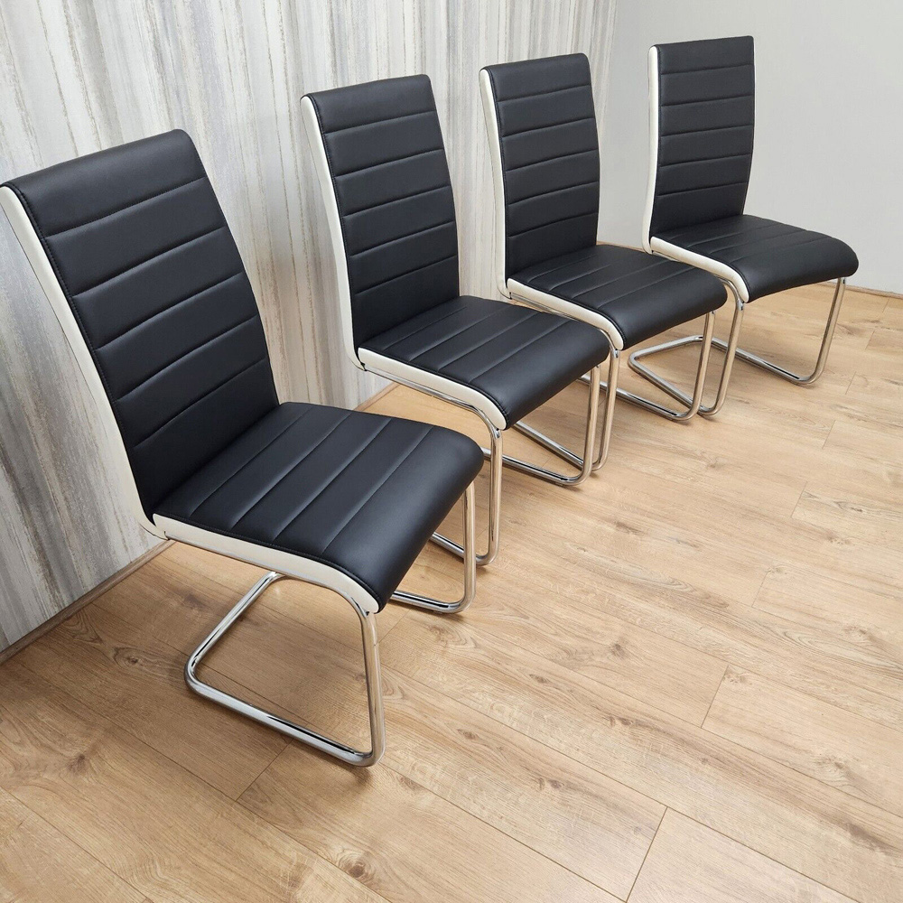 Denver Set of 4 Black Leather Dining Chairs Image 6