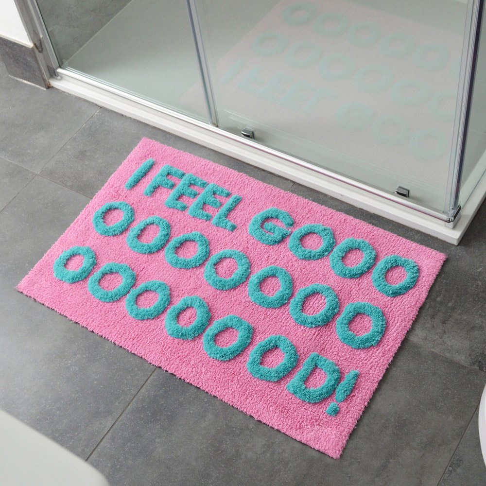 Mooky Mats I Feel Good Slogan Non Slip Bath Mat 50 x 80cm Image 2