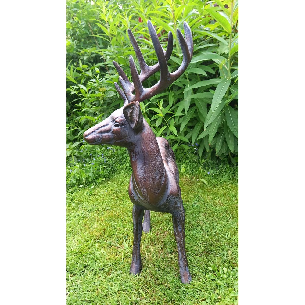 Inspirational Gifting Standing Stag Buck Cast Aluminium Garden Ornament Image 6