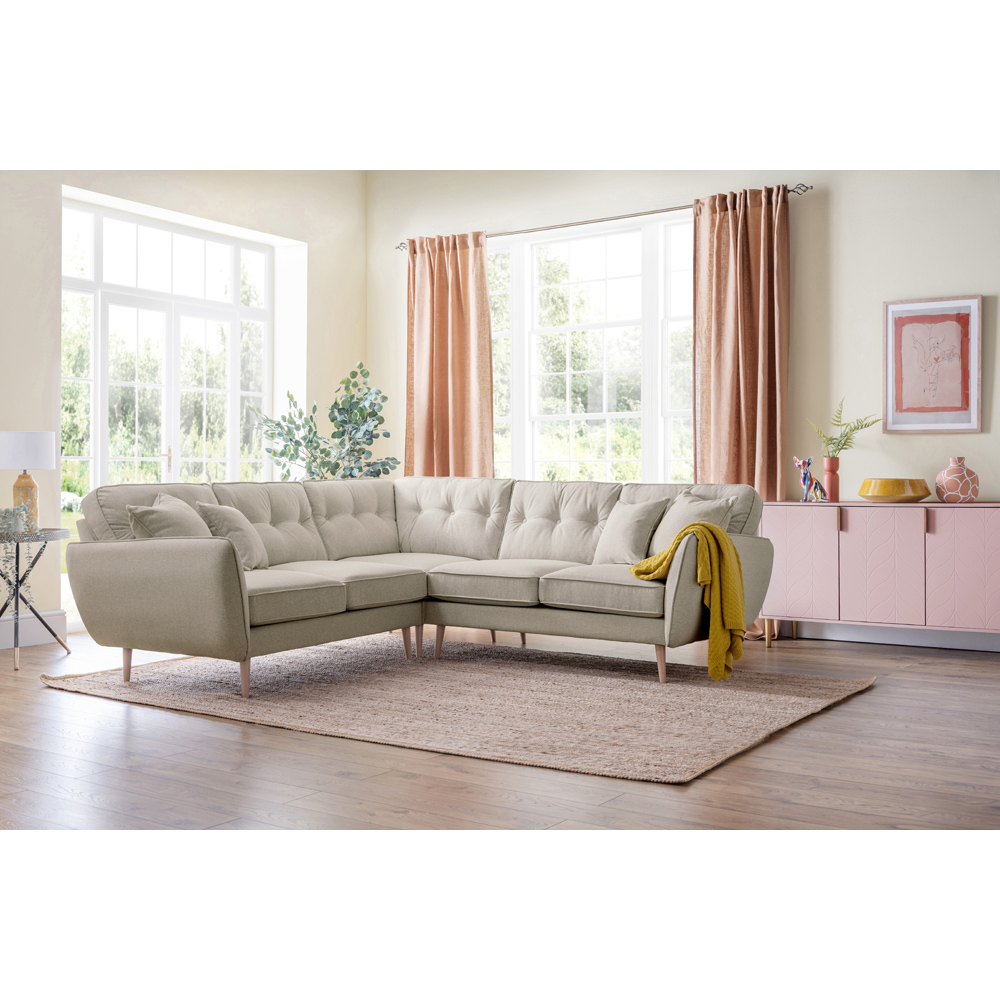 Opry Faro 4 Seater Button Back Linen Left Hand Corner Sofa Image 5