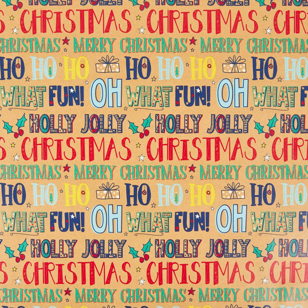 Kraft Slogan Gift Wrap 8m - Brown Image 2